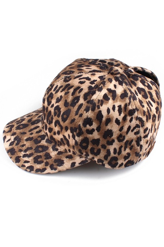 Leopard Print Ponytail Baseball Hat