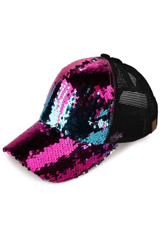 Sequin Fancy Ponytail Baseball Hat by C.C.