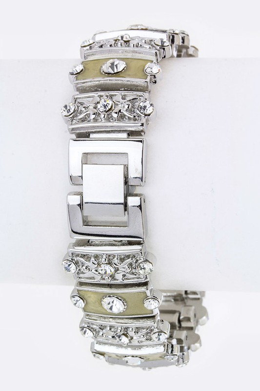 Bling Pave Crystals & Enamel Bracelet Watch