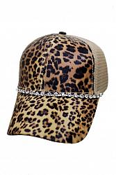 Crystal Line Detailed Leopard Print Hat