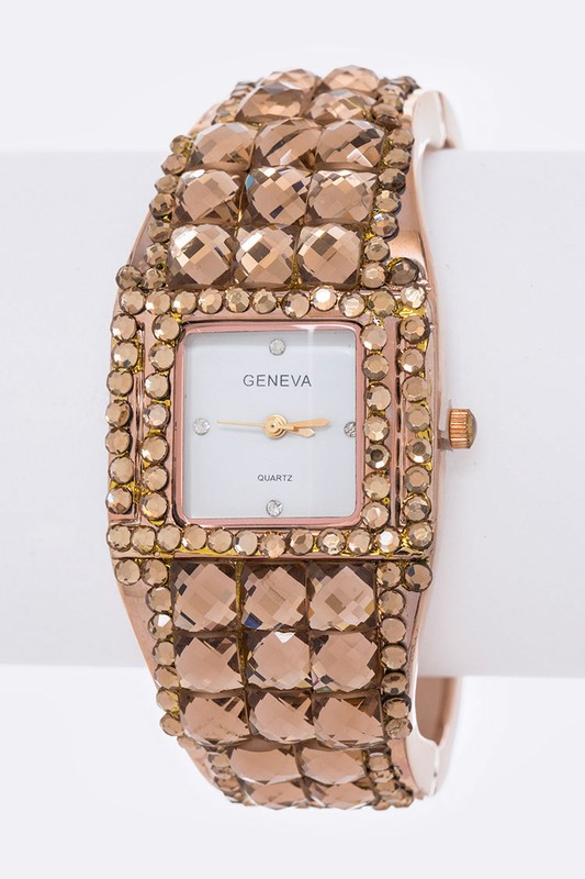 Mixed Crystals Bangle Watch - Topaz