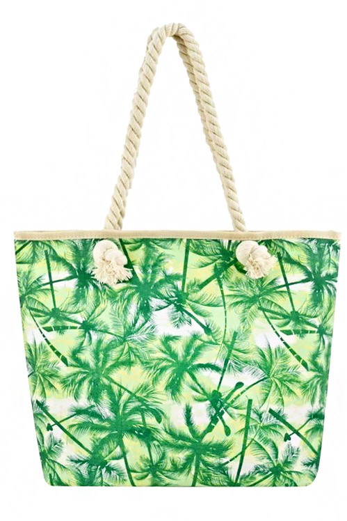 Tropical Leaves Printed Canvas Tote Bag