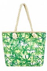 Tropical Leaves Printed Canvas Tote Bag