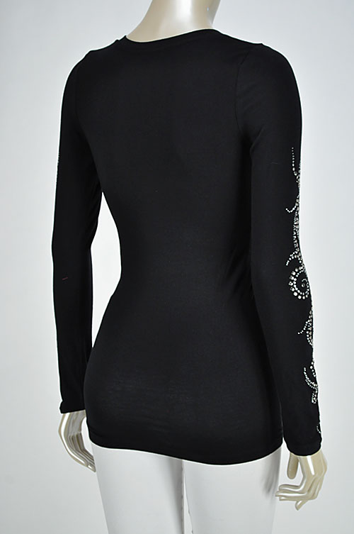 Dome Line Stone L/S Top - Vneck