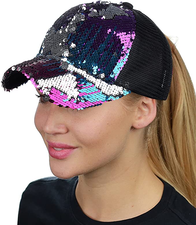 Sequin Fancy Ponytail Baseball Hat by C.C.