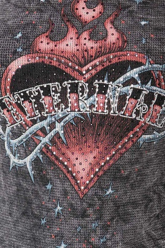 Rhinestone Heart Tattoo Thermal Top by Urban X