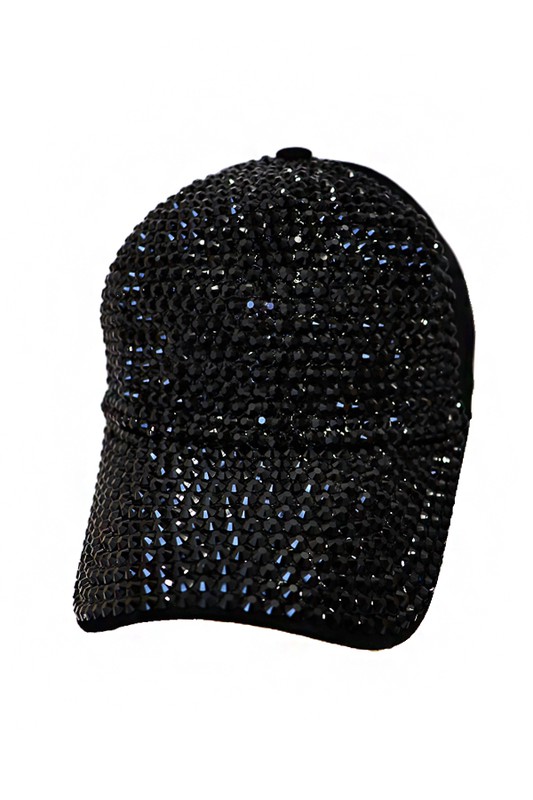 Black Full Rhinestone Embellished Baseball Hat