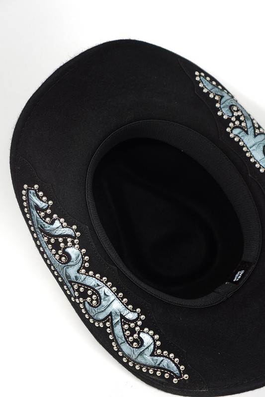 Olive & Pique Wool Felt Cowboy Hat with Turquoise Details