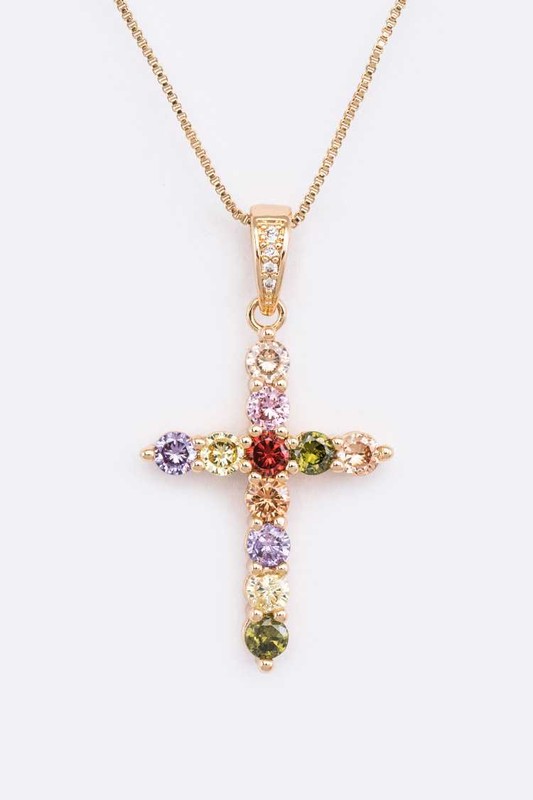 CZ Cross Pendant Necklace