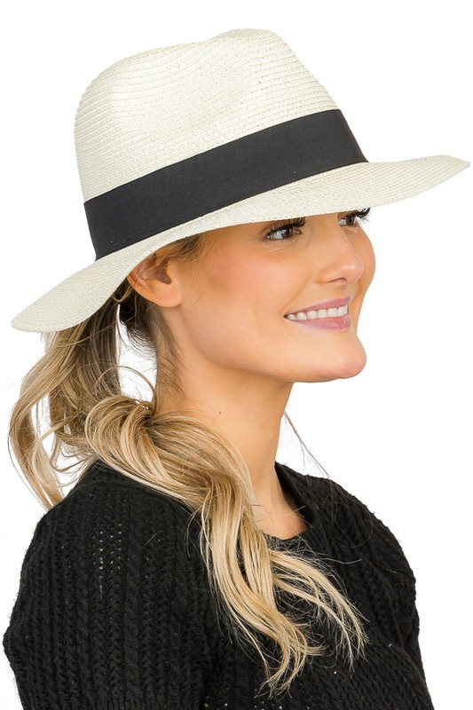 Toyo Semi Floppy Classic Flat Bow Band Panama Hat