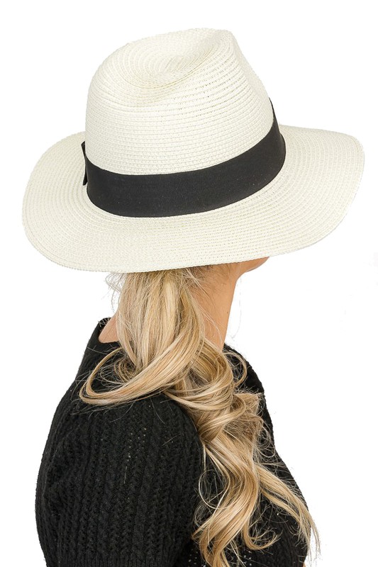 Toyo Semi Floppy Classic Flat Bow Band Panama Hat