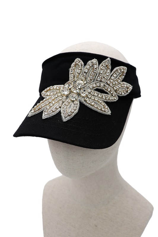 Crystal Rhinestone Visor - Black