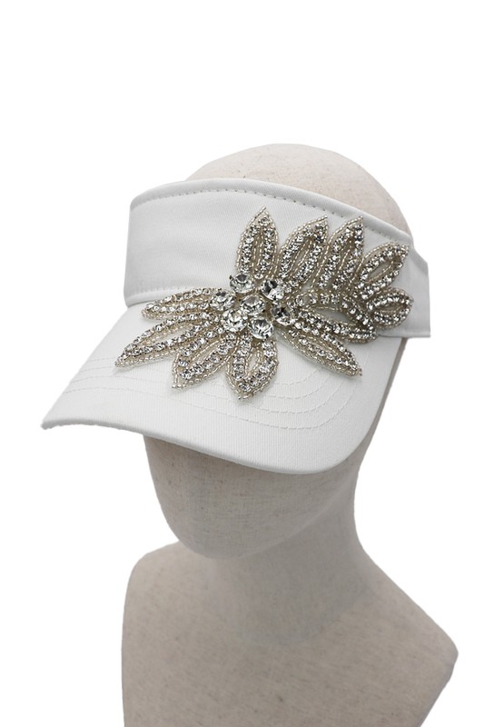 Crystal Rhinestone Visor - White