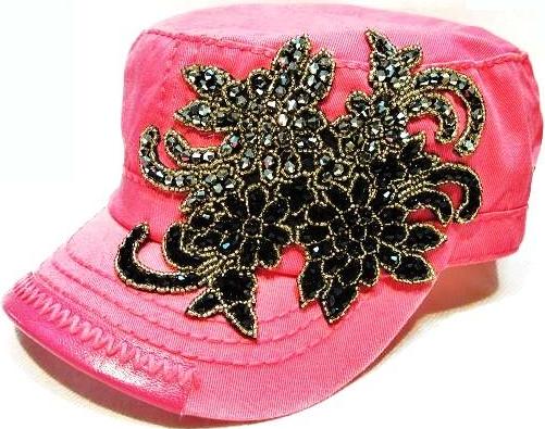 Olive & Pique Paisley Floral Cadet Hat - Hot Pink