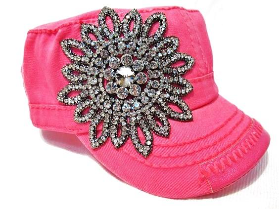 Olive & Pique Bling Flower Hot Pink Cadet Hat