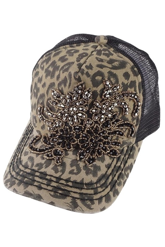 Olive & Pique Paisley Bling Floral Trucker Hat