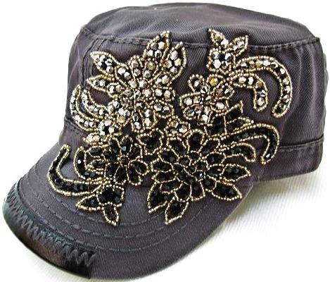 Olive & Pique Paisley Floral Cadet Hat - Grey