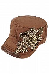 Bling Fleur de Lis Cadet Hat by Olive & Pique - Brown
