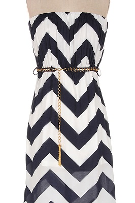 Navy Blue Chevron Maxi Dress