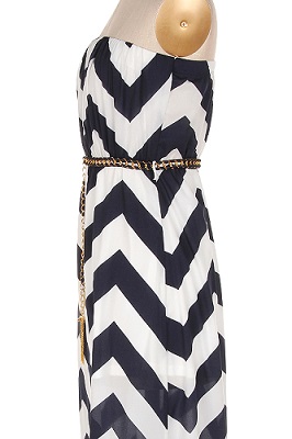 Navy Blue Chevron Maxi Dress