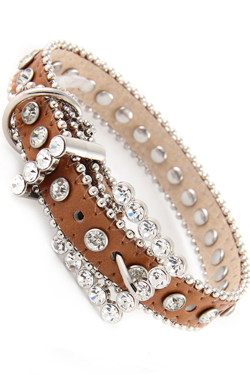 Tan Rhinestone Dog Collar