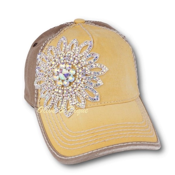 Crystal Flower Two Tone High Contrast Baseball Hat by Olive & Pique - Mustard/Cinder
