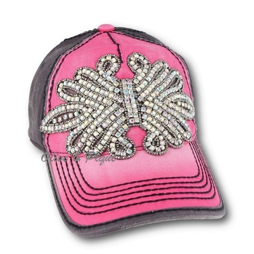 Iridescent Olive & Pique Bling Winged Contrast Base Ball Hat