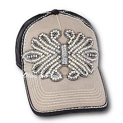 Iridescent Olive & Pique Bling Winged Contrast Baseball Hat