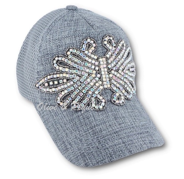 Olive & Pique Bling Winged Fleur de Lis Trucker Hat - Grey