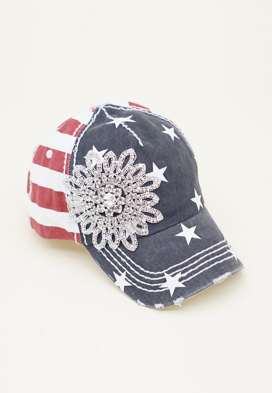 USA Flower Stars & Stripes Baseball Hat by Olive & Pique