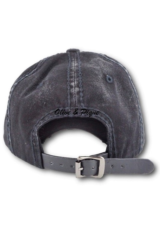 Olive & Pique Bling Glitz Distressed Baseball Hat - Black