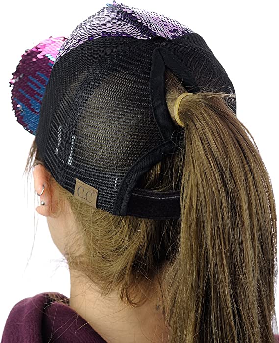 Sequin Fancy Ponytail Baseball Hat by C.C.