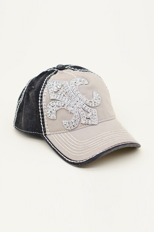 Fleur de Lis baseball Hat by Olive & Pique - Beige