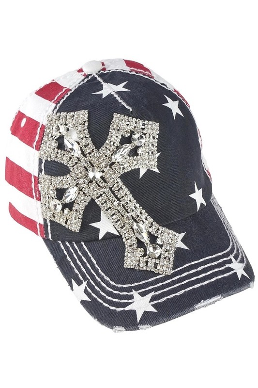 Stars & Stripes Bling Baseball with Cross by Olive & Pique