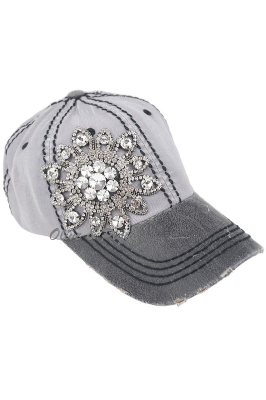 Olive & Pique Glitz Deco Two Tone Gray and Black Baseball Hat