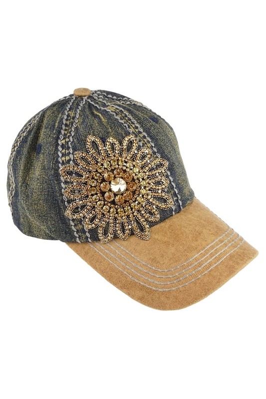 Olive & Pique Bella Glitz Two Tone Baseball Cap - Dark Denim