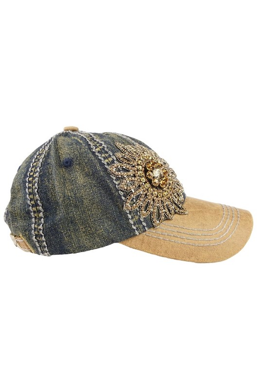 Olive & Pique Bella Glitz Two Tone Baseball Cap - Dark Denim