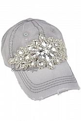 Olive & Pique Silver Glitz Distressed Baseball Hat - Light Grey