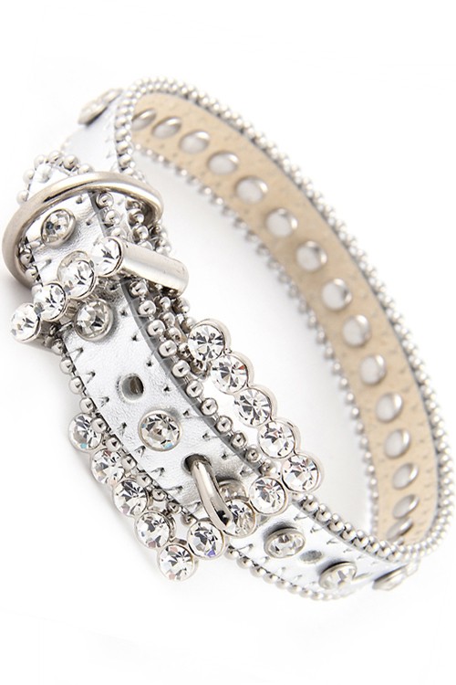 Silver Rhinestone Dog Collar