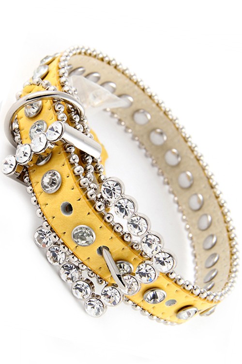 Yellow Rhinestone Dog Collar
