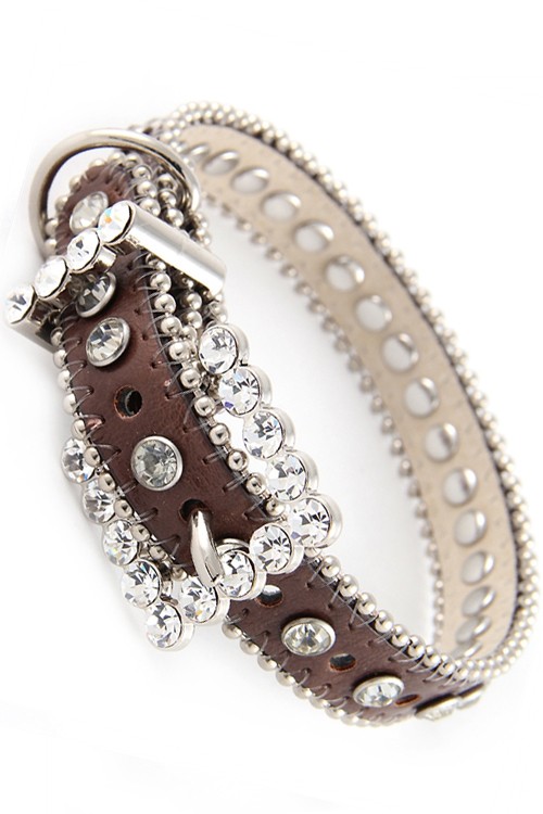 Brown Rhinestone Dog Collar