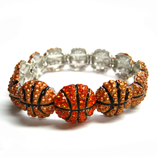 Basketball Charm Rhinestone Stretch Bracelet