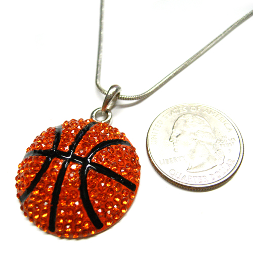 Basketball Large Charm Rhinestone Necklace