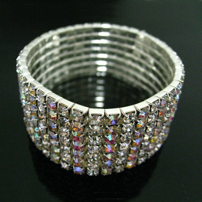 7 Lines of Clear / AB Mixed Rhinestone Stretch Bracelet