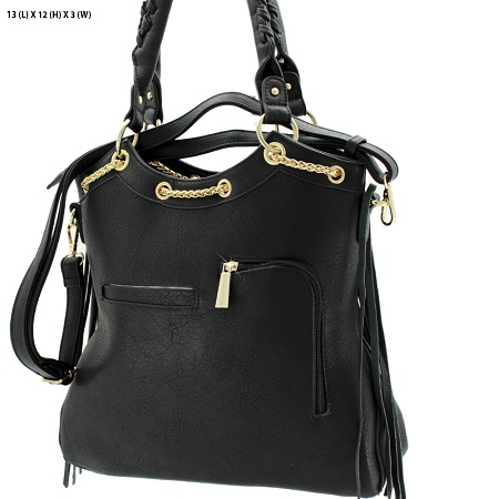 Black & Gold Fringe Handbag