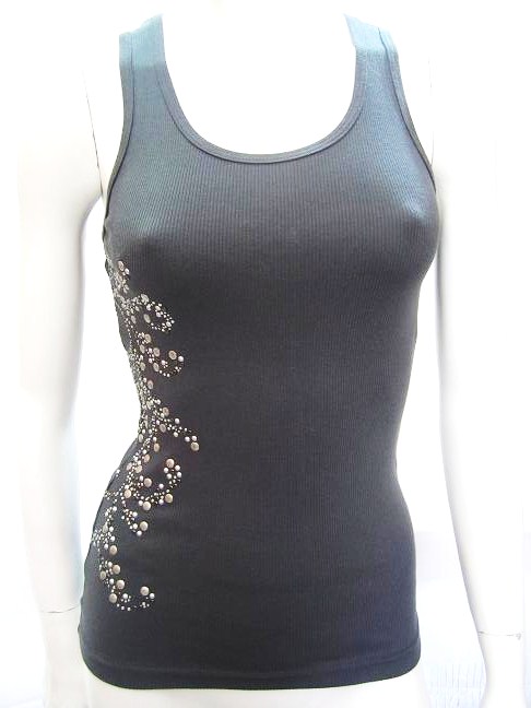 racerback ribbed tee w/ rhinestone blossom by olive & pique
