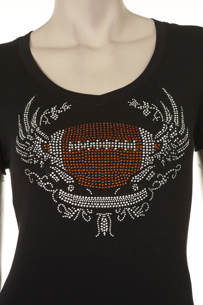 Football w/Wings Rhinestone S/S Top