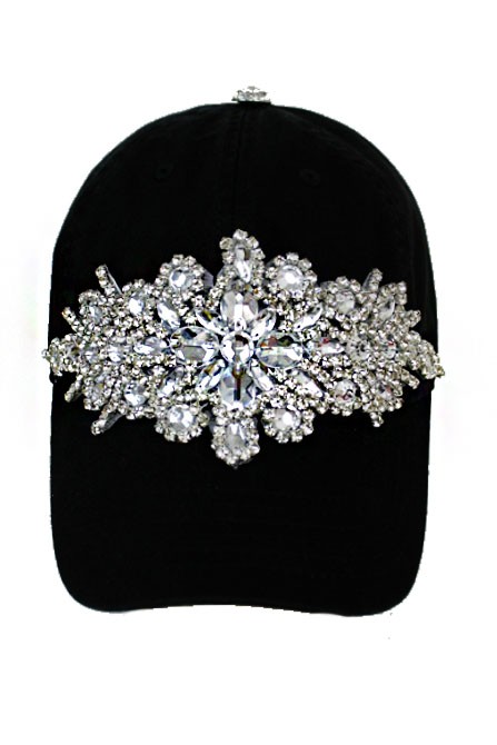 Rhinestone Bling Black Baseball Hat