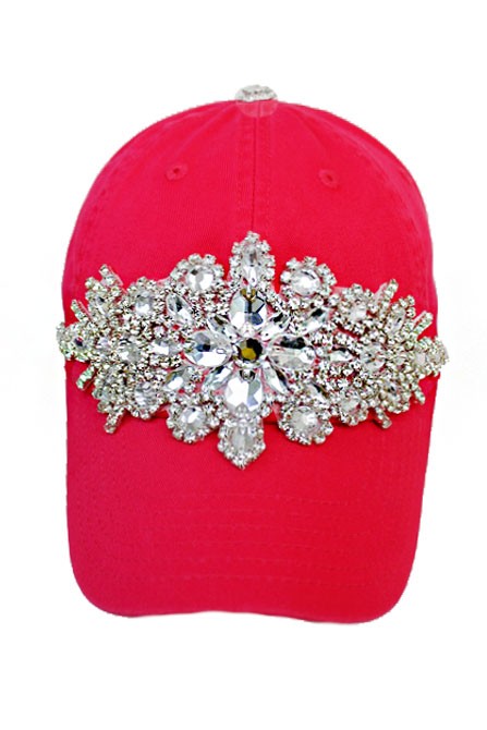 Rhinestone Bling Hot Pink Baseball Hat