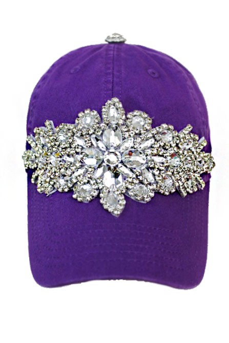 Rhinestone Bling Purple Baseball Hat